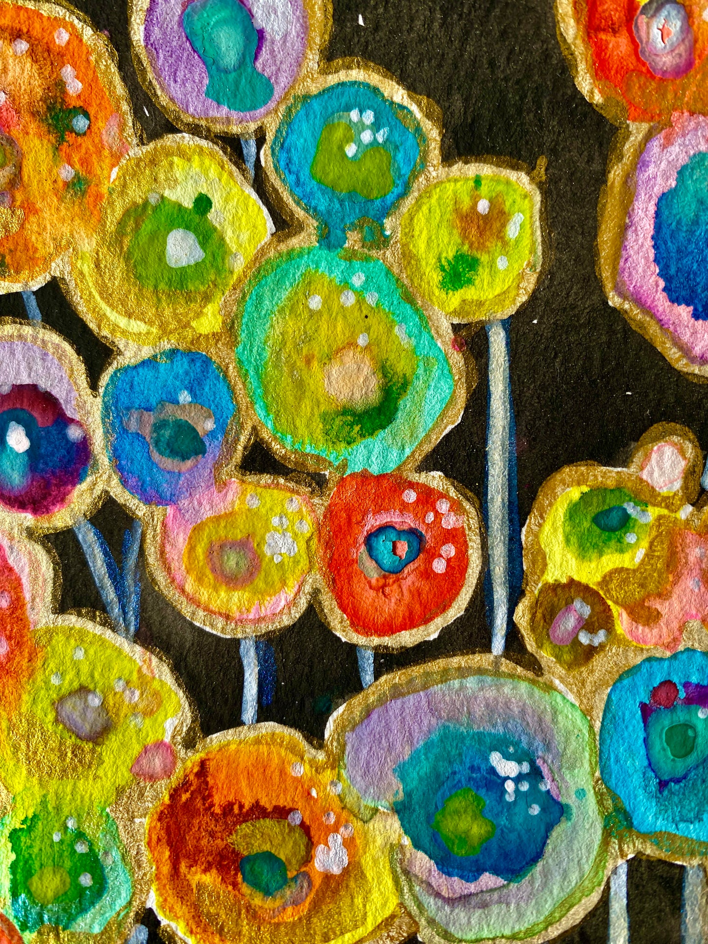 "Dancing Flowers" Whimsy Original Art
