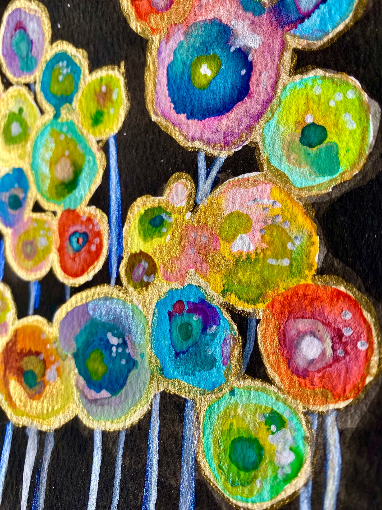 "Dancing Flowers" Whimsy Original Art
