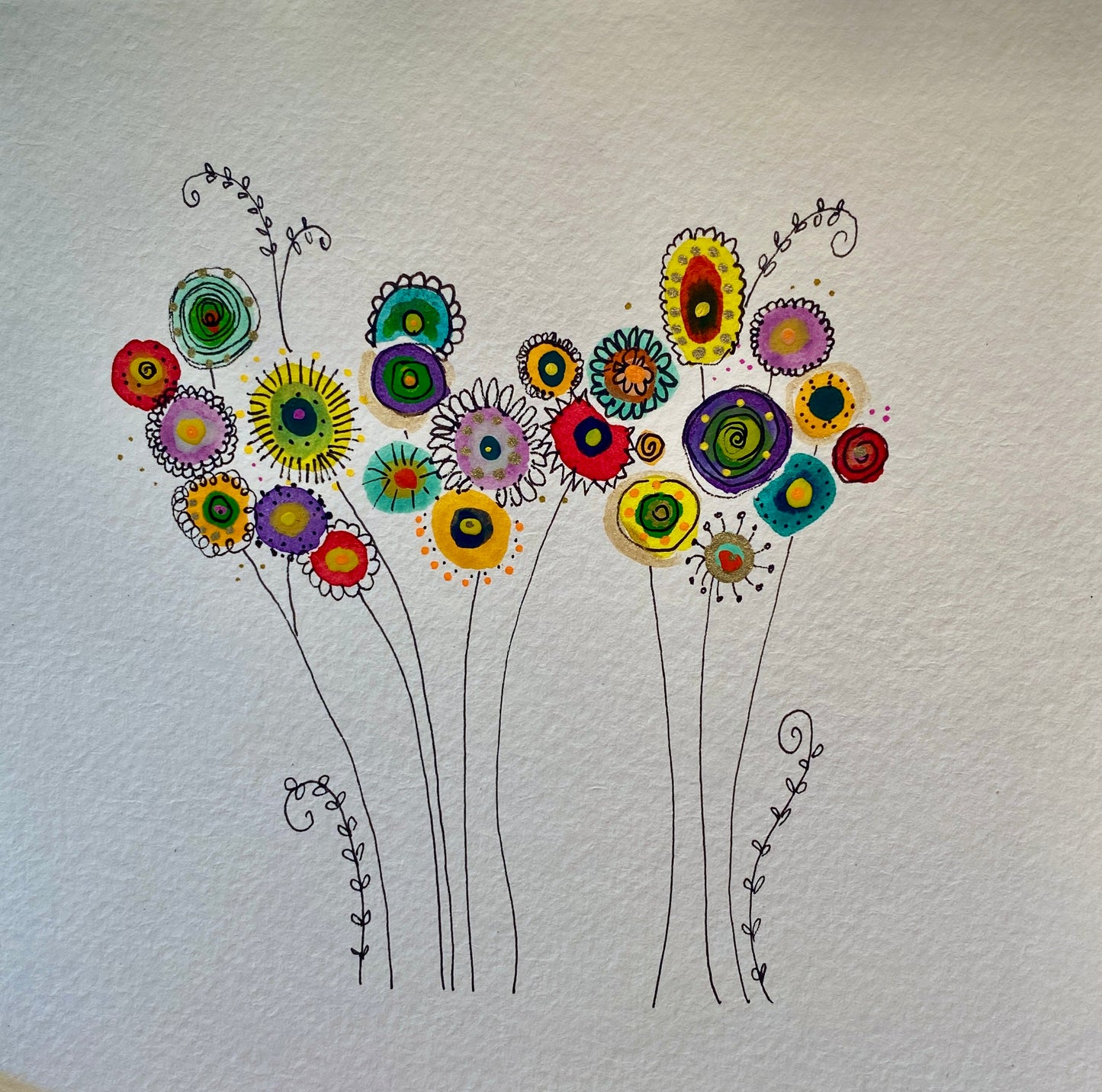 "Dancing Flowers" Whimsy Original Art