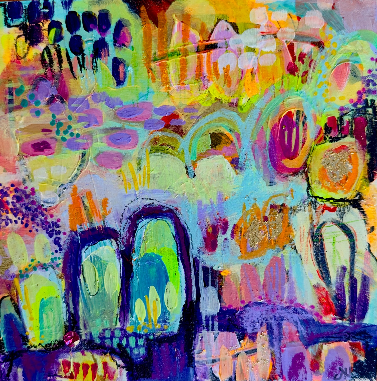 "Magical Garden II" Acrylic/Multimedia