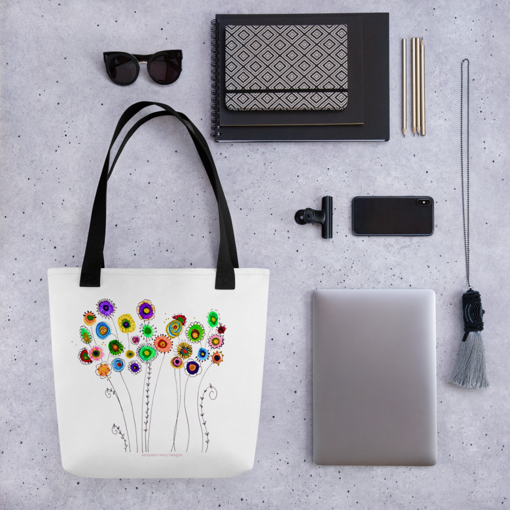 Tote bag - Dancing Flowers in Watercolor