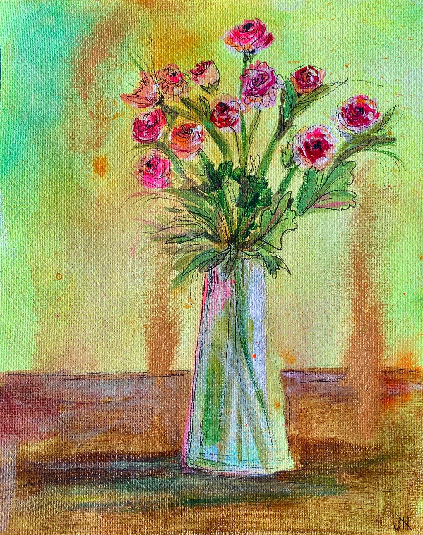 "Pretty Pink" Floral Original Art