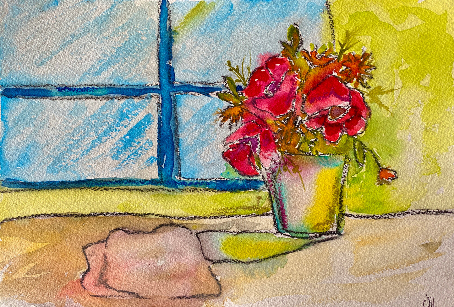 "By the Window" Floral Original Art