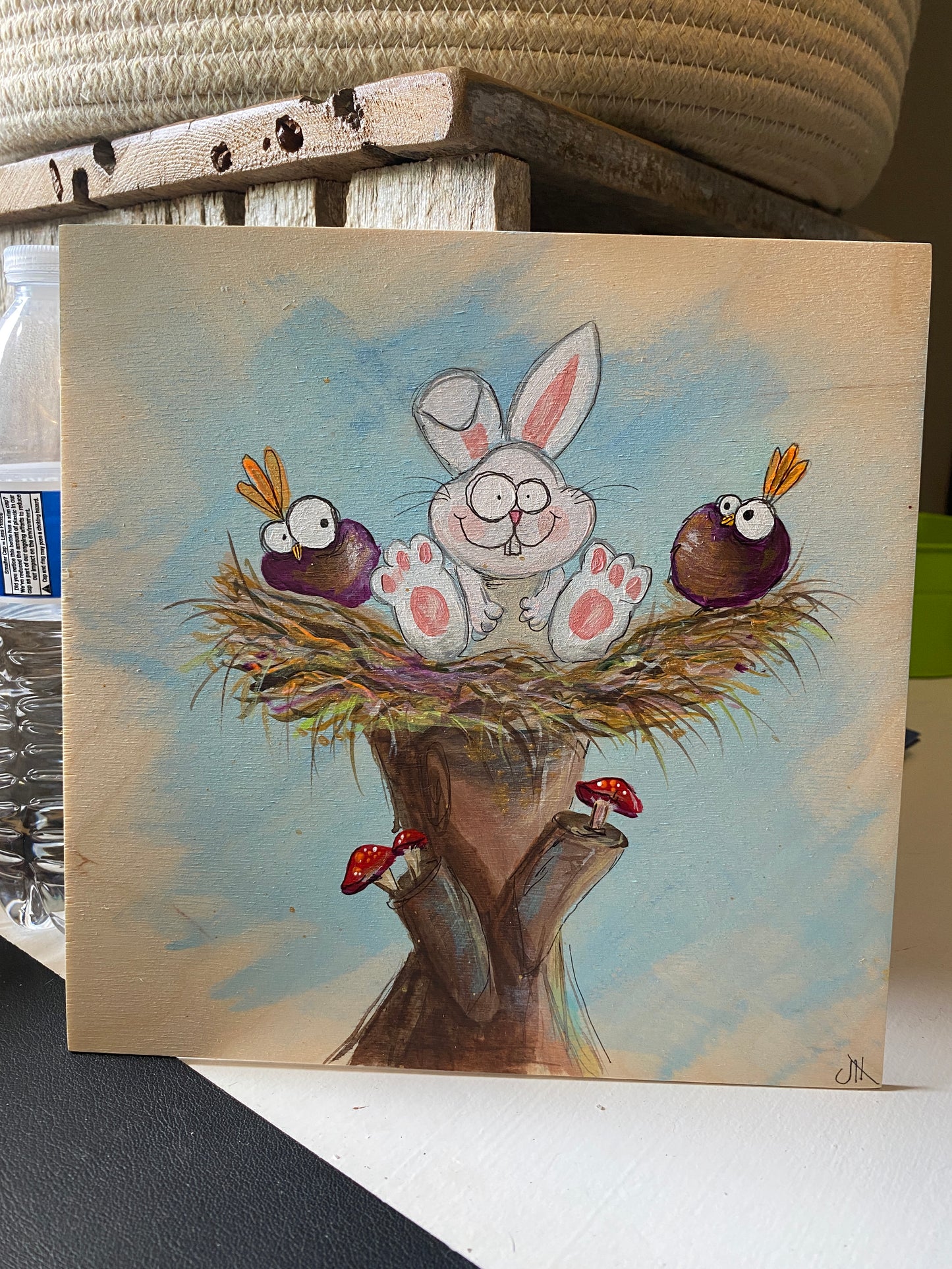 "Nesting Bunny" Whimsy Original Art