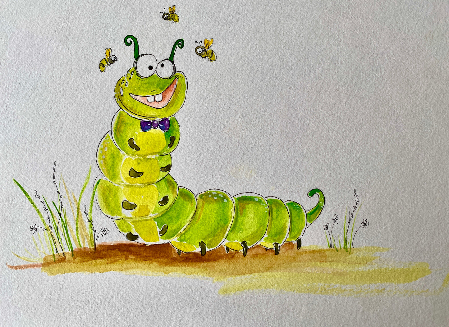 "Teeny Watercolor Friends" Whimsy Original Art