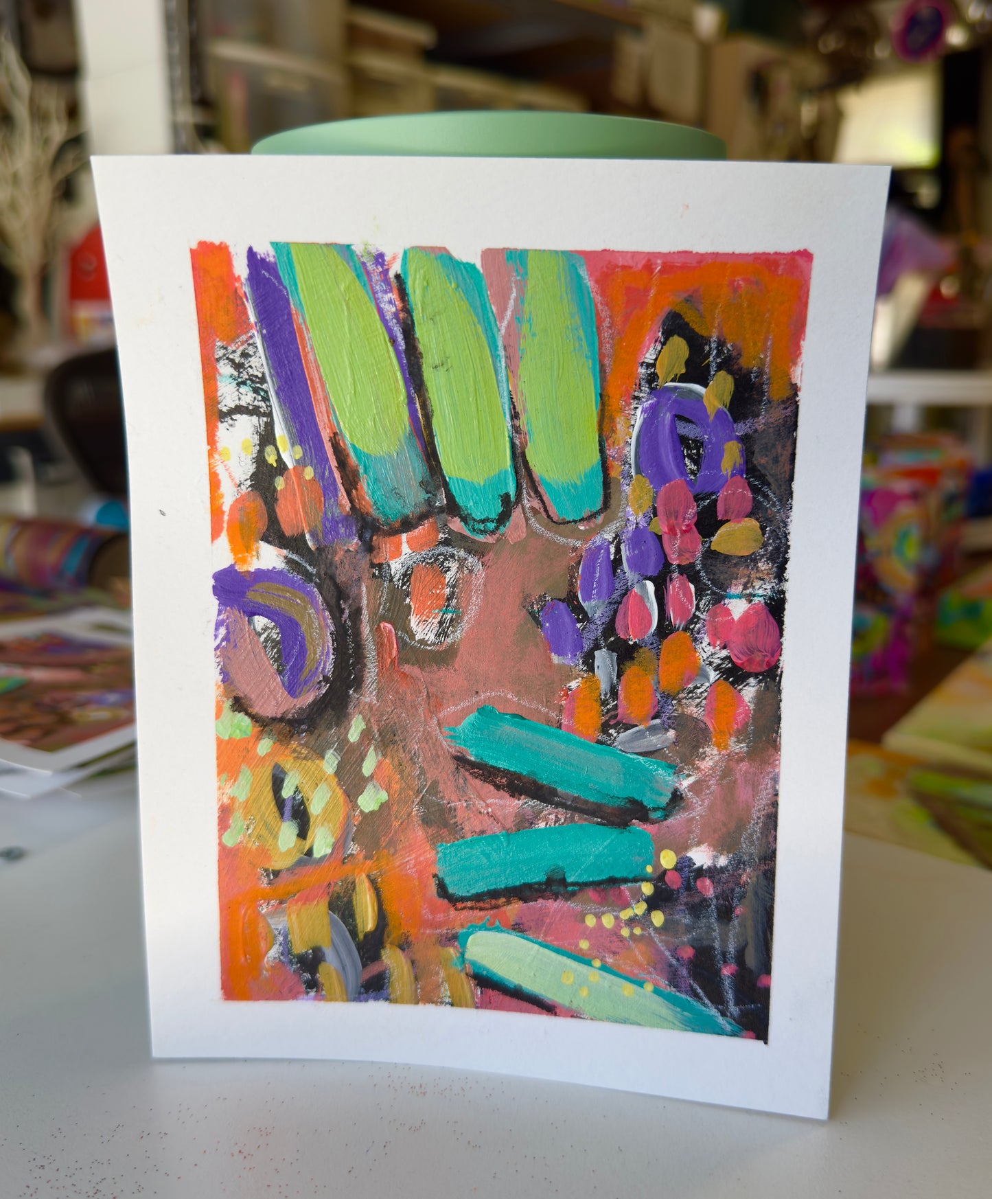"Mini Joy III" Acrylic, Multimedia, Colorful Designer Wall Art Floral Garden Forest Nature