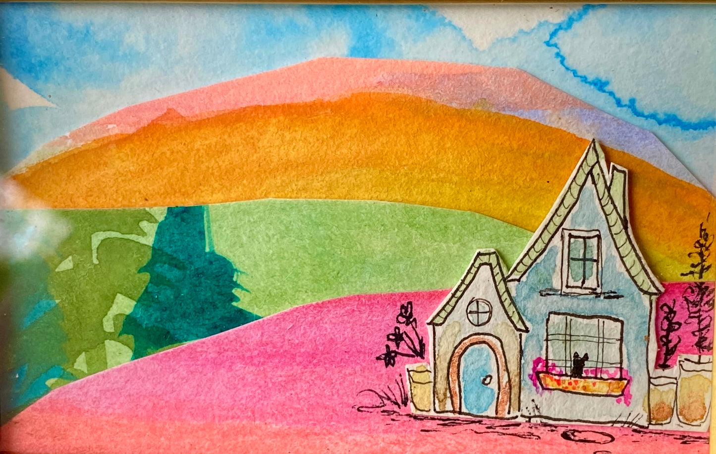 "Tiny Homes" Whimsy Original Art