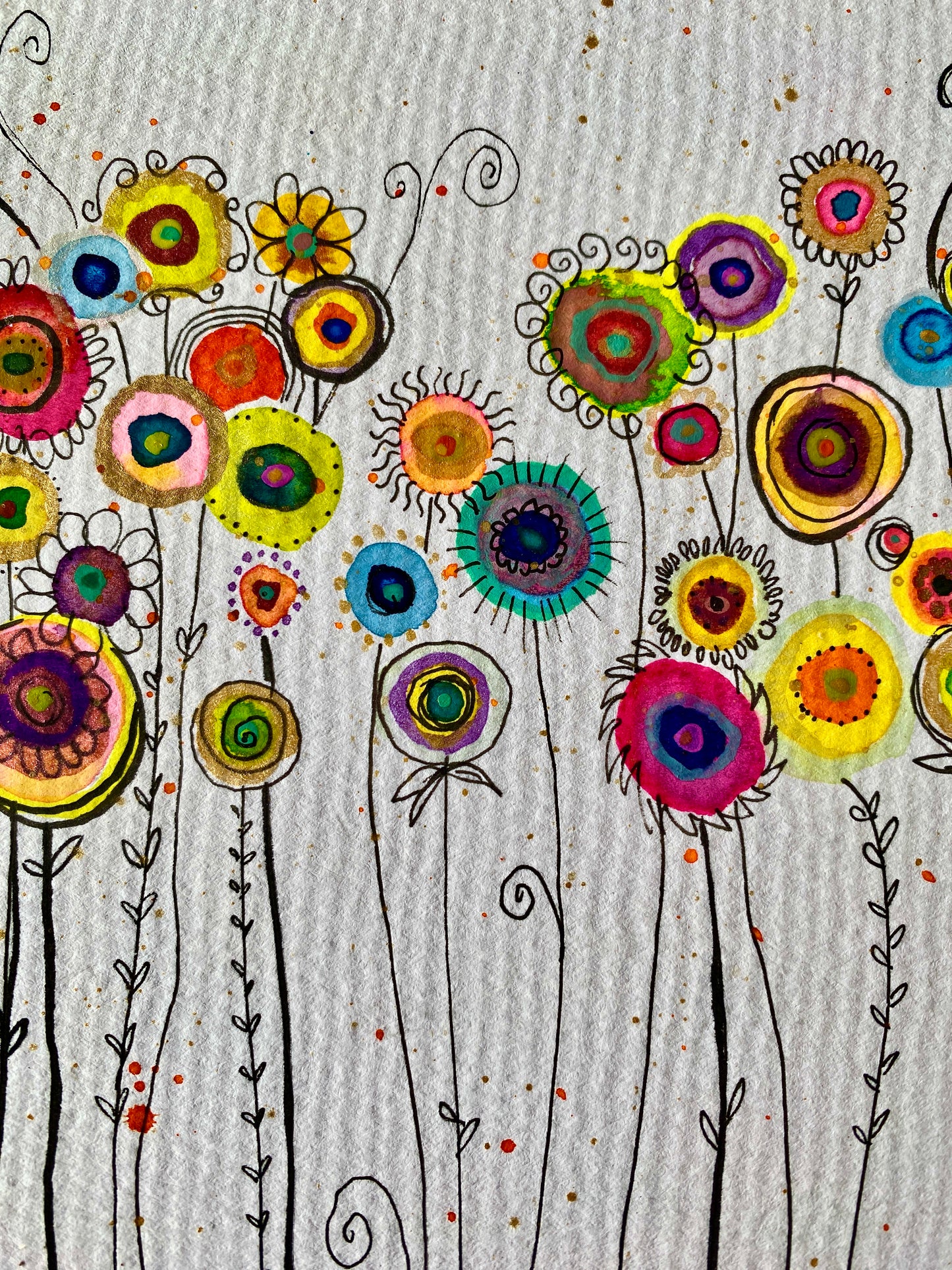 "Dancing Flowers" Whimsy Original Art