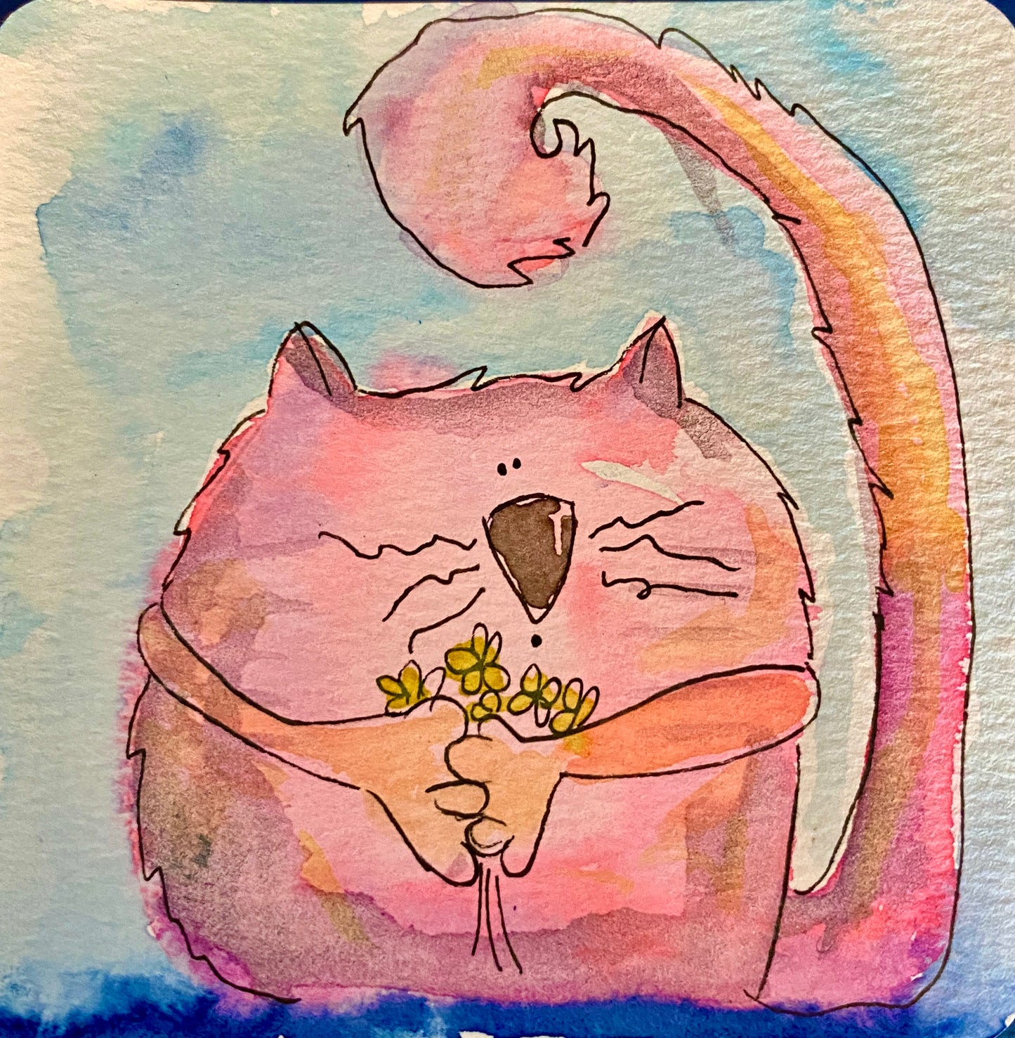 "Teeny Watercolor Friends" Whimsy Original Art