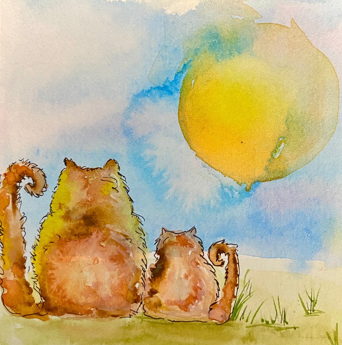 "Teeny Watercolor Friends" Whimsy Original Art