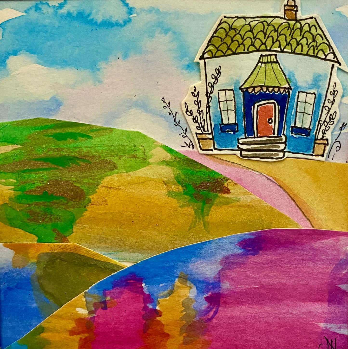 "Tiny Homes" Whimsy Original Art