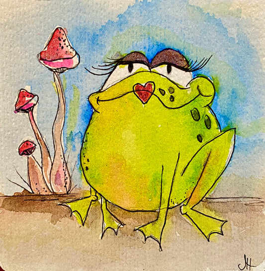 "Teeny Watercolor Friends" Whimsy Original Art