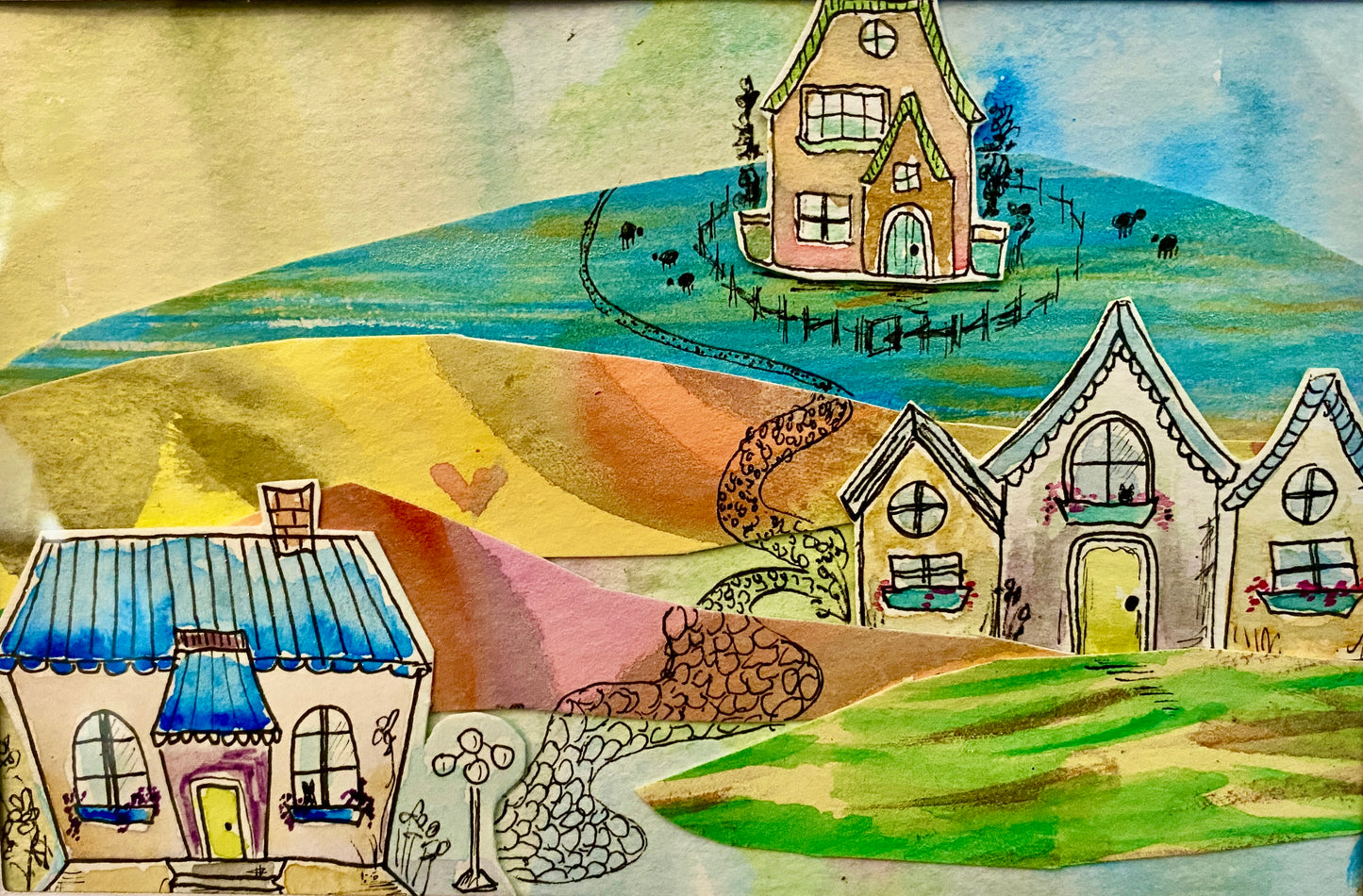 "Tiny Homes" Whimsy Original Art