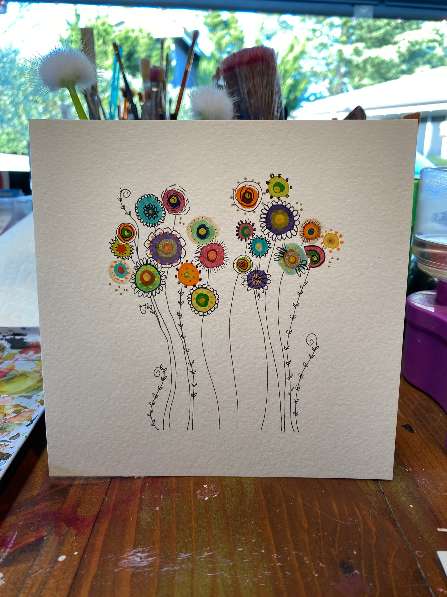 "Dancing Flowers" Whimsy Original Art