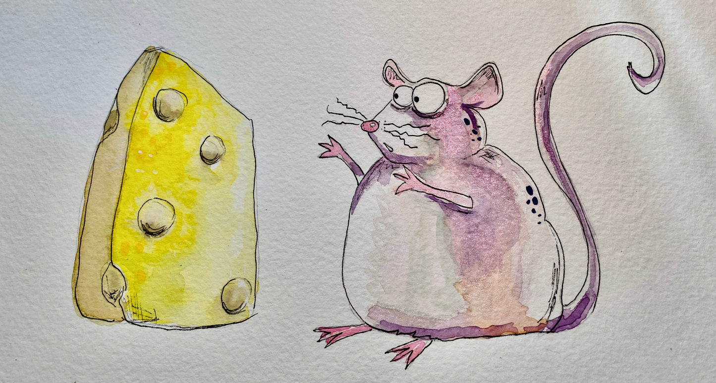 "Teeny Watercolor Friends" Whimsy Original Art