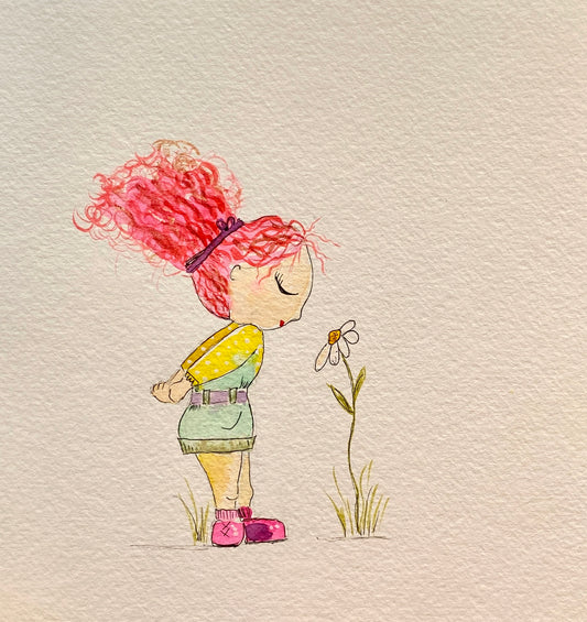 "Teeny Watercolor Friends" Whimsy Original Art