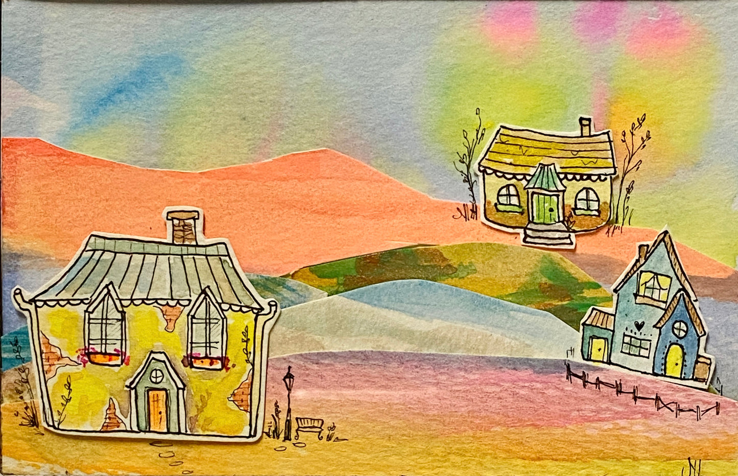 "Tiny Homes" Whimsy Original Art