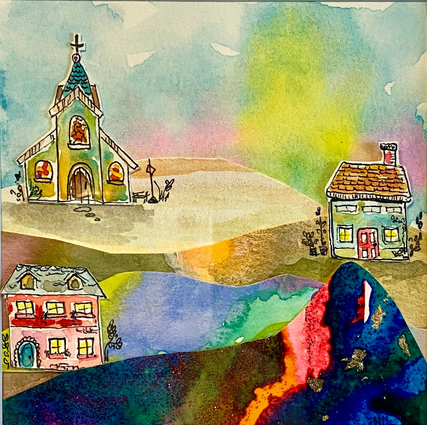 "Tiny Homes" Whimsy Original Art