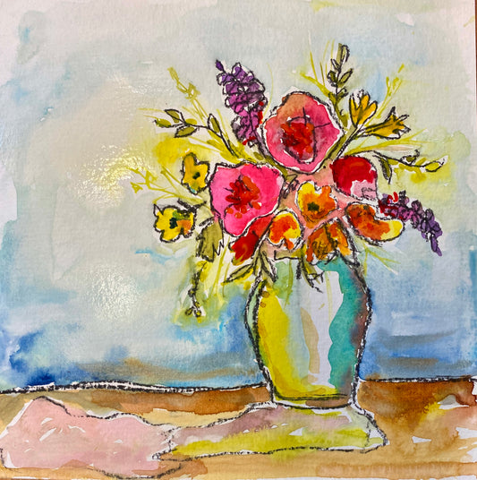 "Colorful Flowers" Floral Original Art