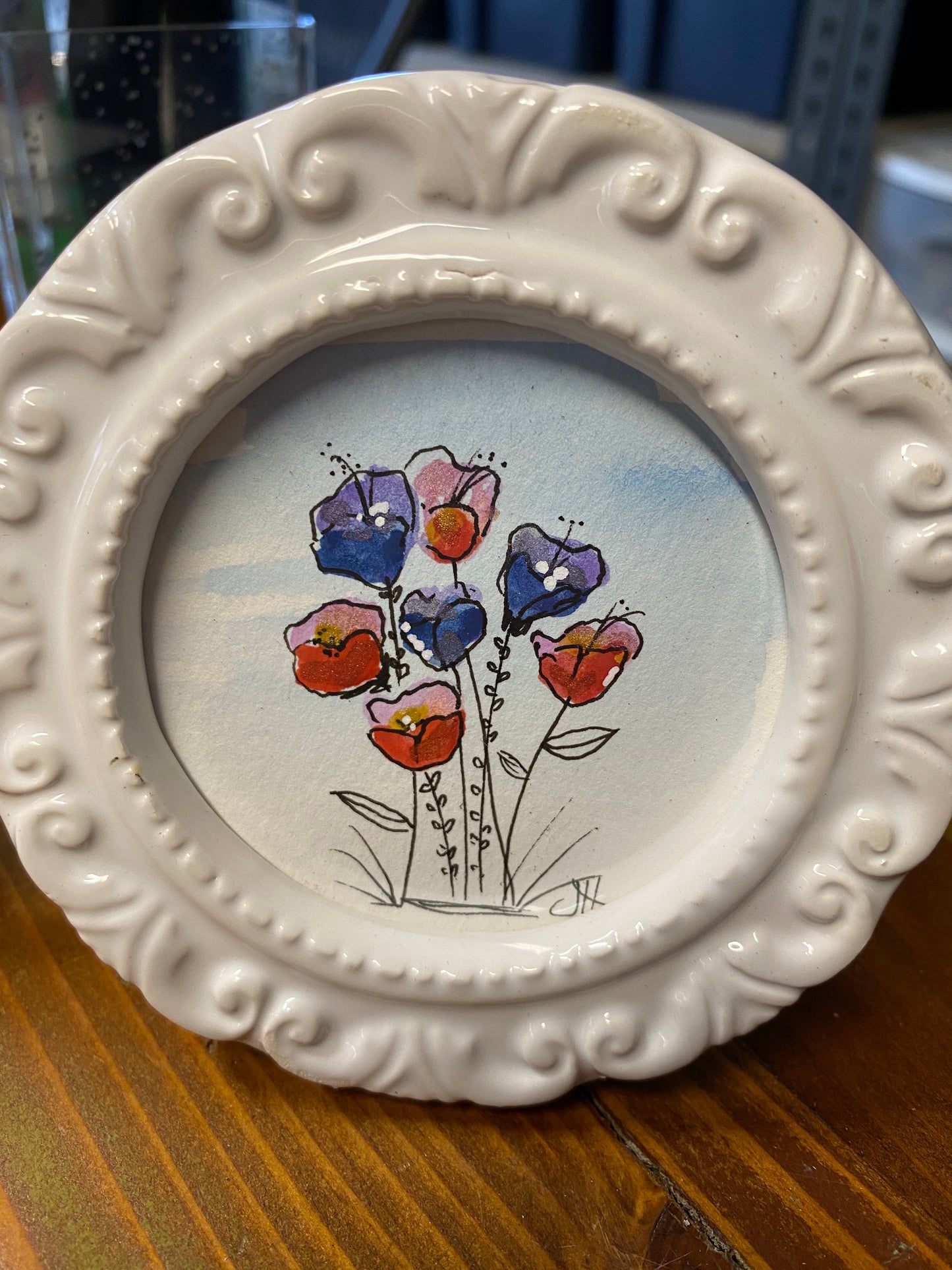 "Teeny Watercolor Florals in frames" Whimsy Original Art