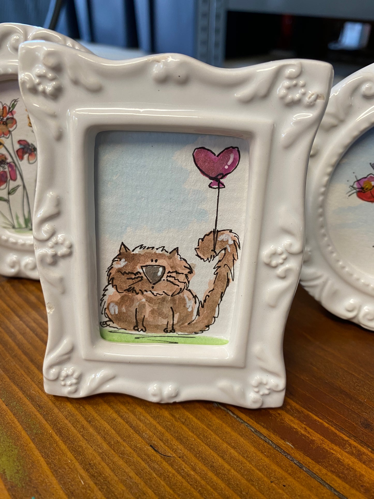 "Teeny Watercolor Buddies in frames" Whimsy Original Art