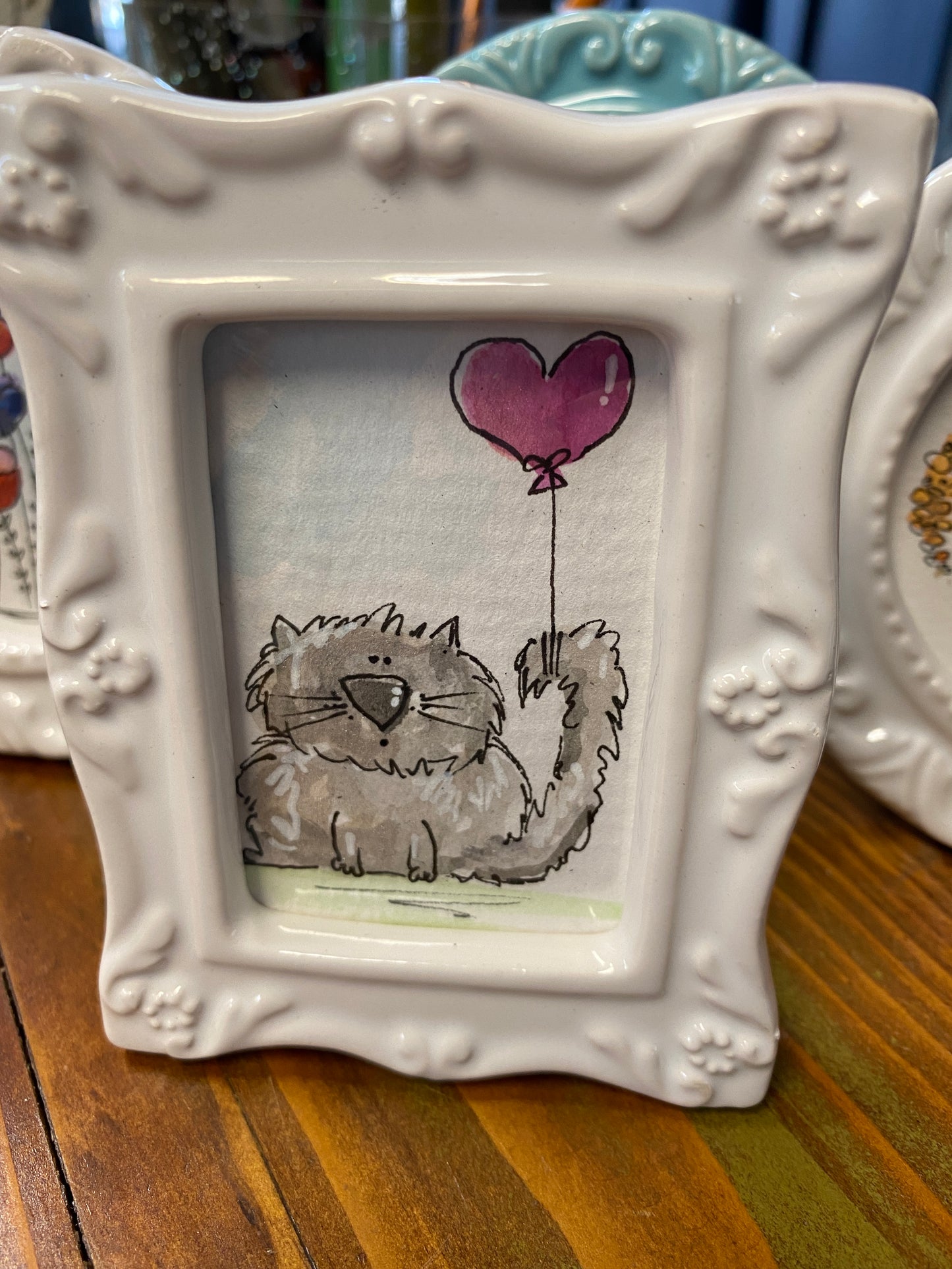 "Teeny Watercolor Buddies in frames" Whimsy Original Art