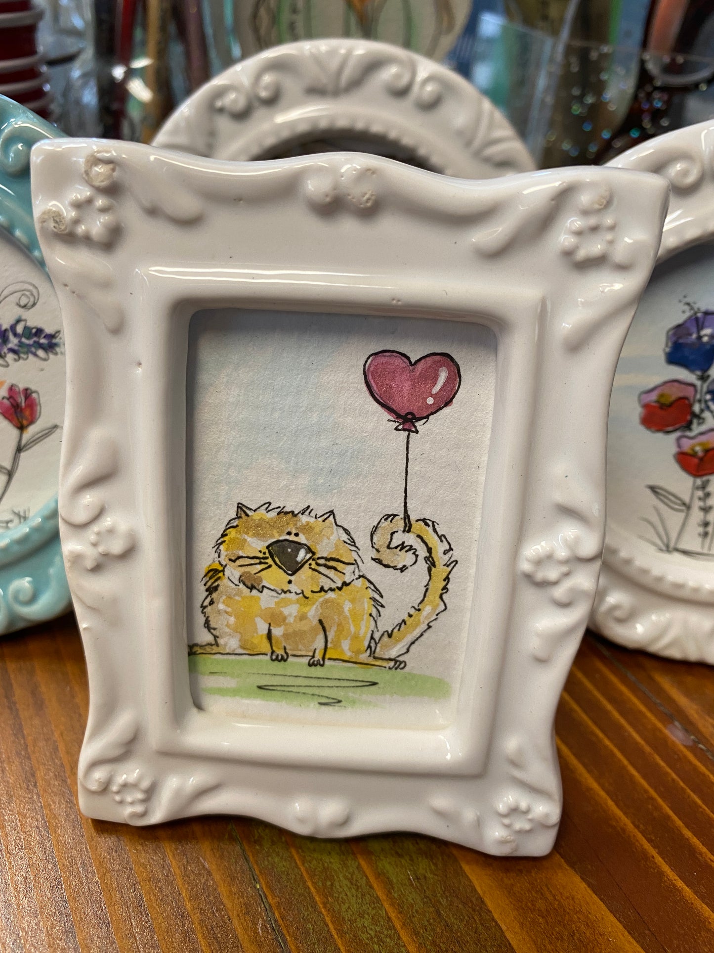 "Teeny Watercolor Buddies in frames" Whimsy Original Art