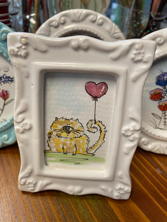 "Teeny Watercolor Buddies in frames" Whimsy Original Art