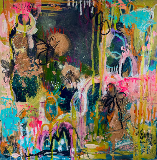 "Deep Jungle" Acrylic, Multimedia, Colorful Designer Wall Art Resin