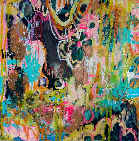 "Deep Jungle" Acrylic, Multimedia, Colorful Designer Wall Art Resin