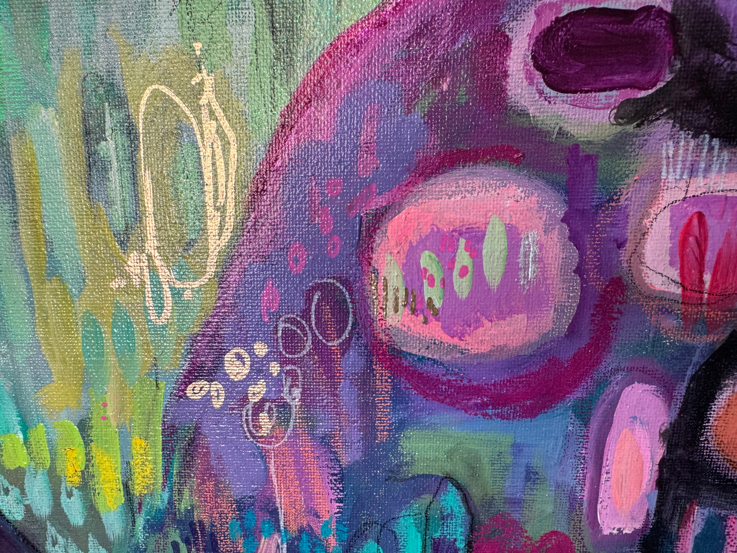 "Hills and Valleys" Acrylic, Multimedia, Colorful Designer Wall Art Gold