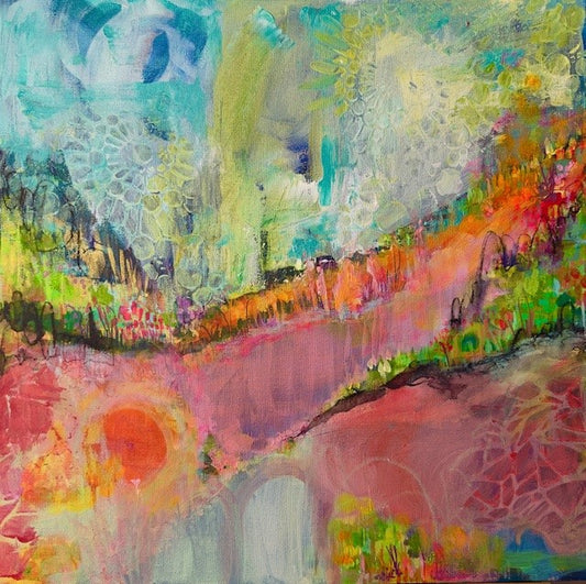 "Whimsy Meadow" Acrylic/Multimedia