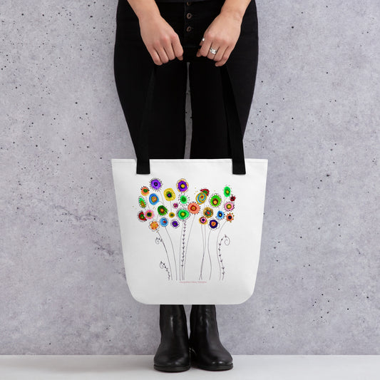 Tote bag - Dancing Flowers in Watercolor