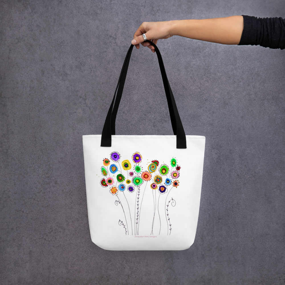 Tote bag - Dancing Flowers in Watercolor