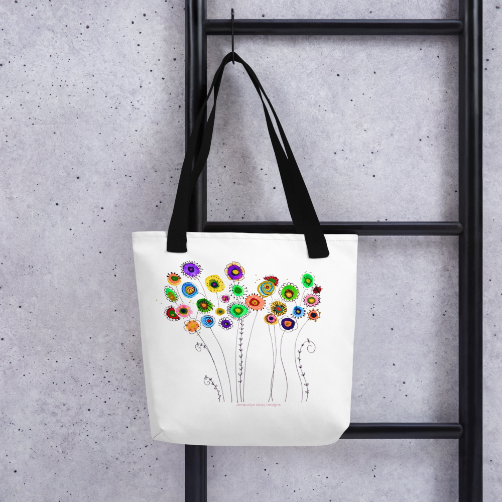 Tote bag - Dancing Flowers in Watercolor