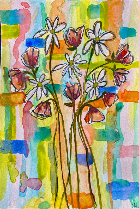 "80's Flowers" Floral Original Art