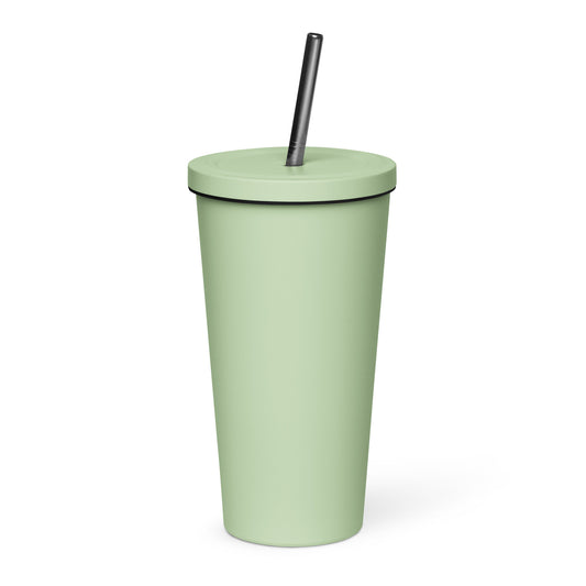 Insulated tumbler with a straw - Dancing Flowers