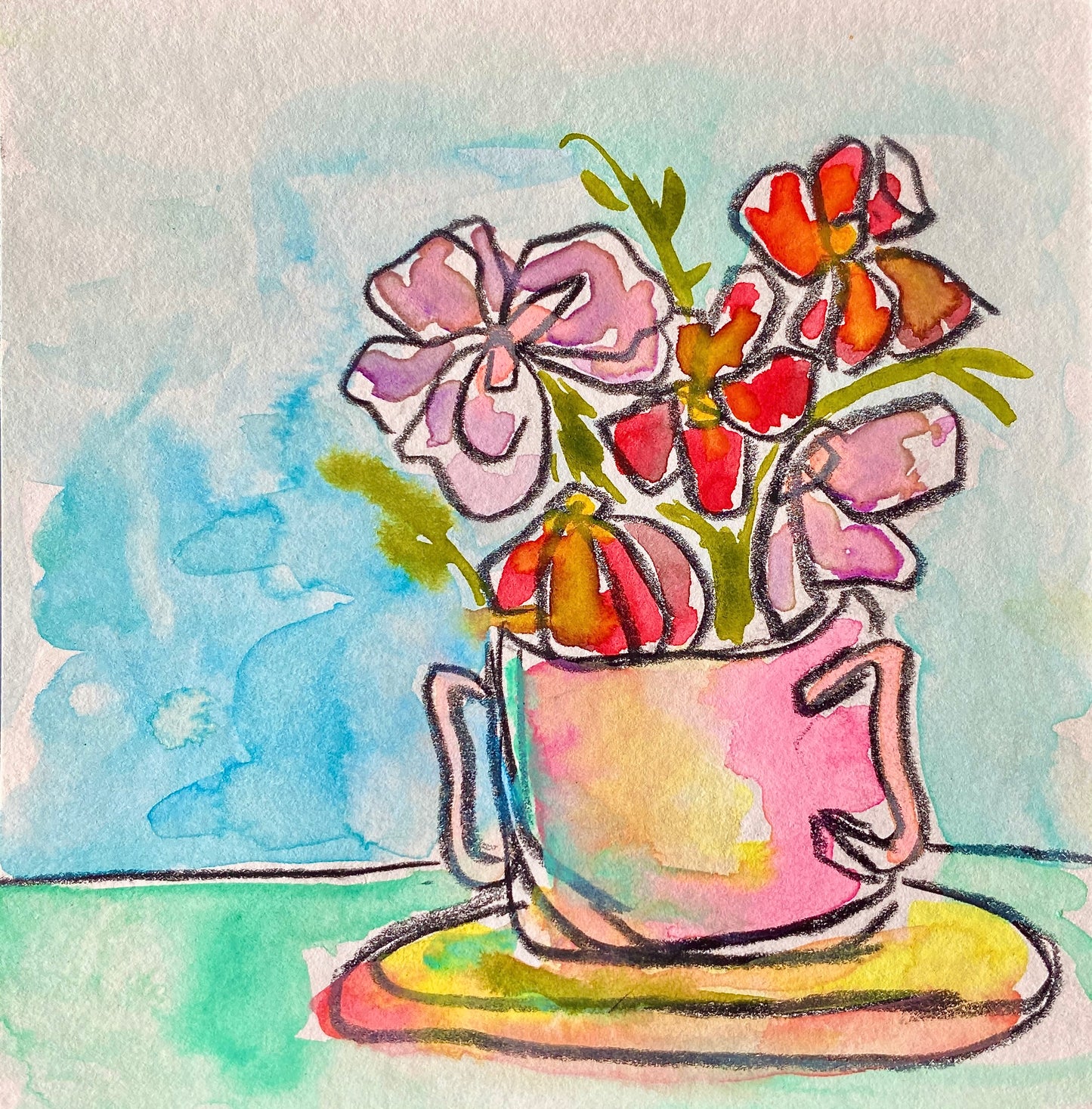 "Tea Cup" Floral Original Art