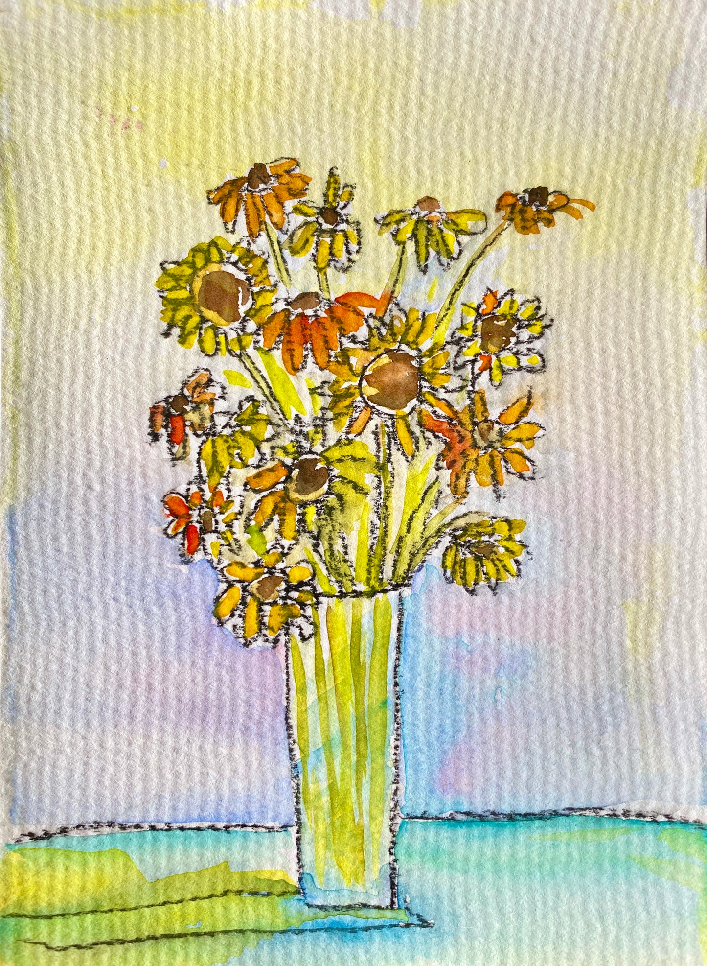 "Pick Flowers" Floral Original Art